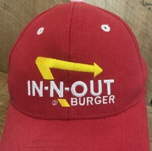 In-N-Out Burger Official Employee Uniform Hat Red J-Wink L/XL Embroidered Logo
